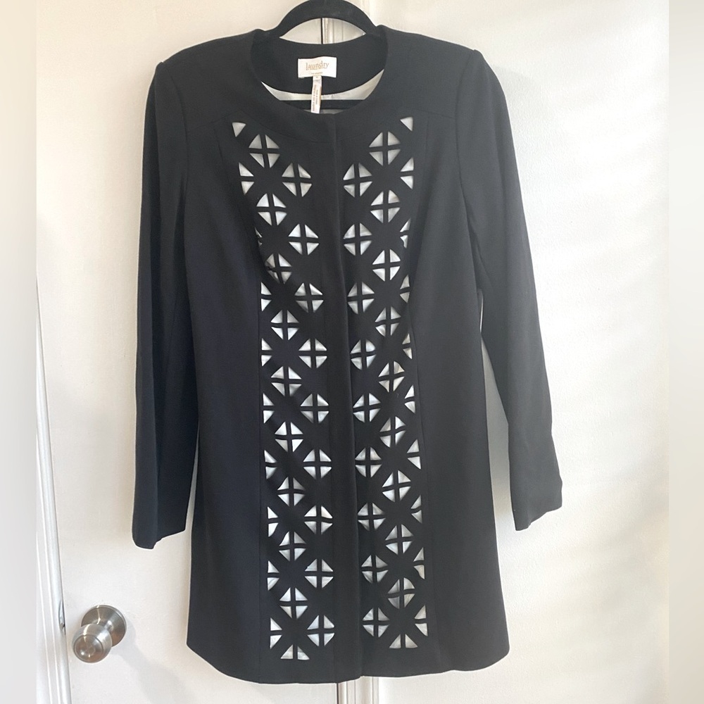 Black Ponte Collarless Blazer Jacket - Laundry Shelli Segal